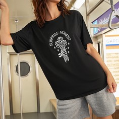Длинная футболка с оригинальным принтом Shein