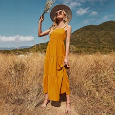 Однотонное платье на бретельках Shein