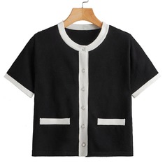 Пуговица Контрастный цвет Повседневный Кардиганы Shein