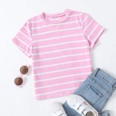 Футболка в полоску для девочек Shein