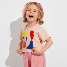 Футболка с геометрическим принтом для девочек Shein