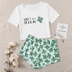Растения милый Пижама Shein