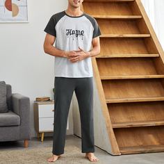 буква Повседневный Мужская домашняя одежда Shein