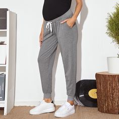 Спортивные брюки для беременных с завязками на талии Shein