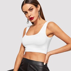 Однотонный Короткий Топ Без Рукавов Shein