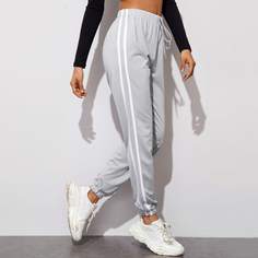 Спортивные брюки с полосками на кулиске Shein