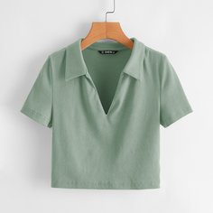 Вязаная футболка с v-образным вырезом Shein