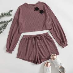 Короткий топ и шорты на кулиске Shein
