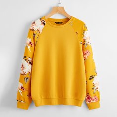 Пуловер с цветочным принтом Shein