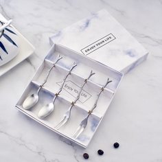 4шт комплект ложка и вилка в форме ветки Shein