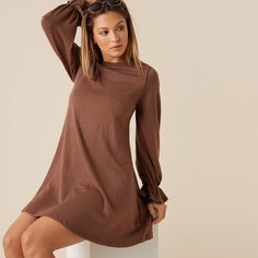 Однотонное платье с оригинальным рукавом Shein