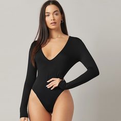 Одноцветный Сексуальный Боди Shein