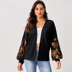 Цветочный Повседневный Пальто Shein