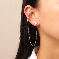 1шт серьги с сердечком и стразами Shein