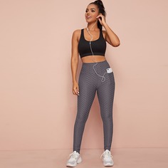 Однотонные спортивные леггинсы с карманом Shein