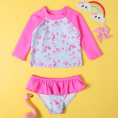 с оборками Животный милый купальник для малышей Shein
