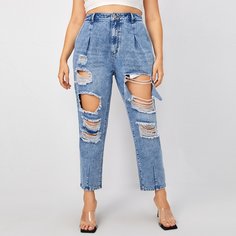 Джинсы размера плюс с высокой талией Shein