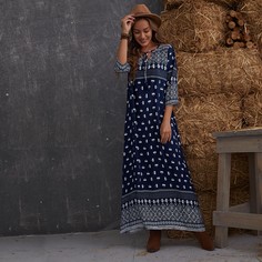 с бахромой Цветочный принт Бохо Платье Shein