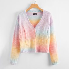 Пуговица тай дай Повседневный Кардиганы Shein
