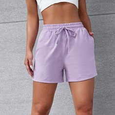 на кулиске Одноцветный Повседневный Шорты Shein