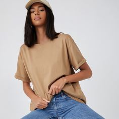 Одноцветный Повседневный Футболки Shein
