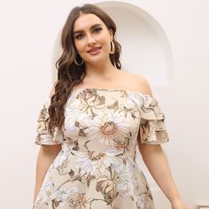 С оборками Цветочный Элегантный Блузы размер плюс Shein