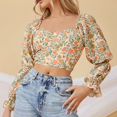 Кроп топ с цветочным принтом Shein