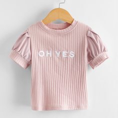 Вышивка буква Повседневный Футболки для маленьких девочек Shein