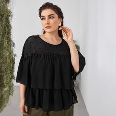 Блузка размера плюс с бусинами Shein