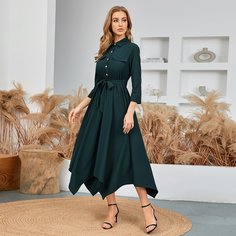 Платье-рубашка с поясом Shein