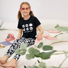 Пижама с принтом панды для девочек Shein