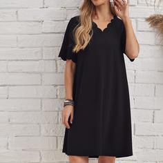 Однотонное платье с v-образным воротником Shein