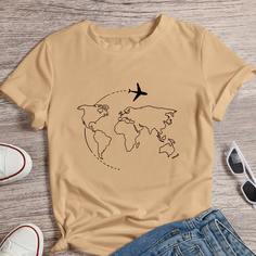 Карта Повседневный Футболки Shein