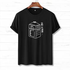 Мужская футболка с японским текстовым принтом Shein
