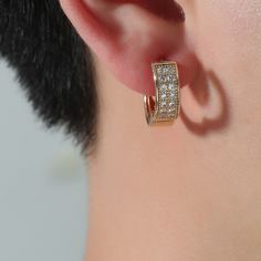 Мужские серьги-кольца с цирконом Shein