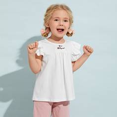 Топ с вышивкой и оборками для девочек Shein