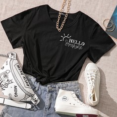 Футболка с текстовым принтом Shein