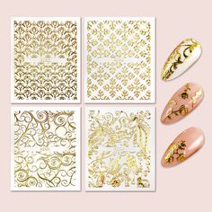 4 листа наклейка для ногтей с цветочным узором Shein