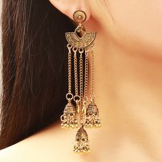 Jhumka серьги-подвески с бахромой Shein
