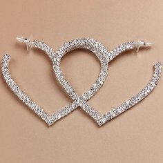 Серьги-кольца в форме сердечка со стразами Shein