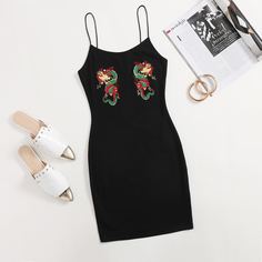 Облегающее платье с принтом китайского дракона Shein