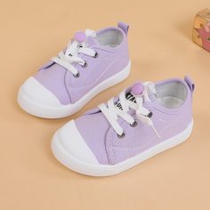 Холщовые кроссовки на липучке для девочек Shein
