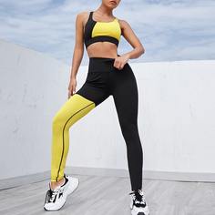 Контрастный цвет Спортивный комплектный костюм Shein
