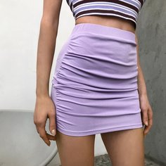 со сборками Одноцветный Повседневный Юбки Shein