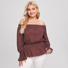 Блузка размера плюс с открытыми плечами и принтом Shein