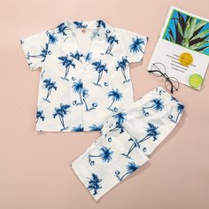 на пуговицах Тропический Повседневный Домашняя одежда для мальчиков Shein