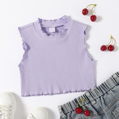 Однотонный жилет для маленьких девочек из салата по бокам Shein