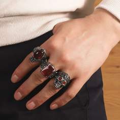 3шт мужское кольцо с драгоценным камнем Shein