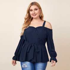 Блузка размера плюс с открытыми плечами Shein