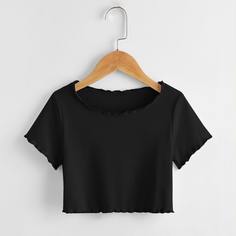 Однотонная футболка для девочек Shein